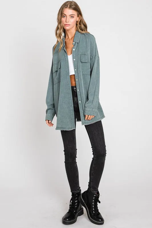 Mineral Washed Button Down Tencel Shirt