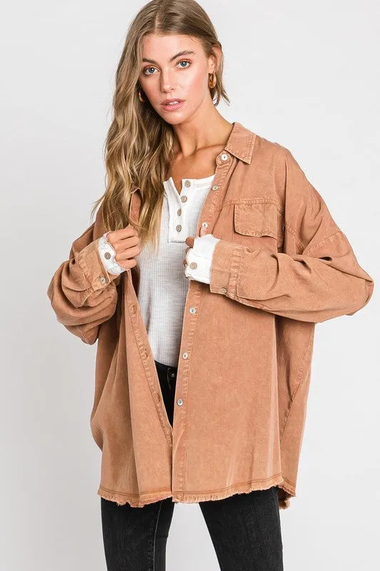 Mineral Washed Button Down Tencel Shirt