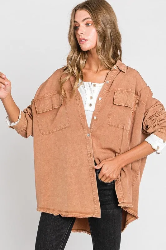 Mineral Washed Button Down Tencel Shirt