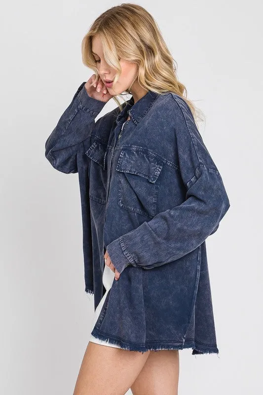 Mineral Washed Button Down Tencel Shirt