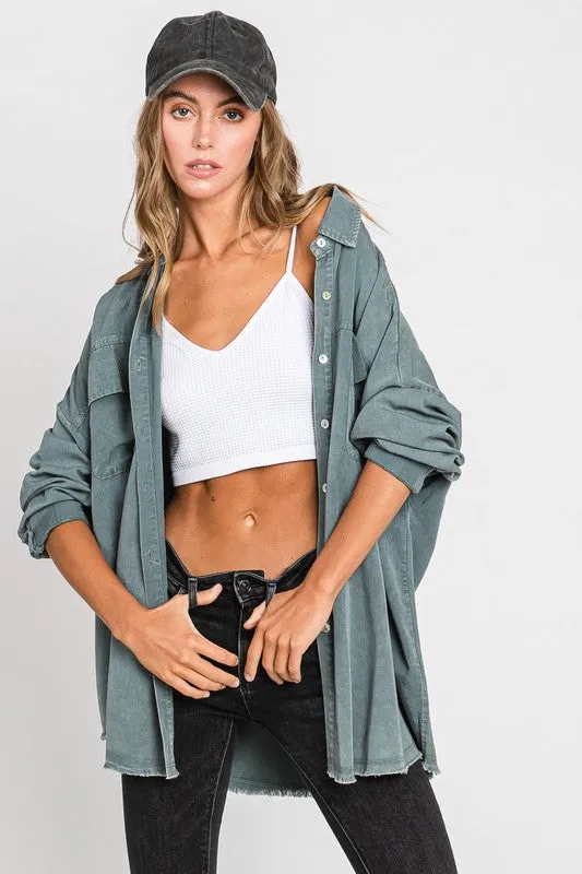 Mineral Washed Button Down Tencel Shirt