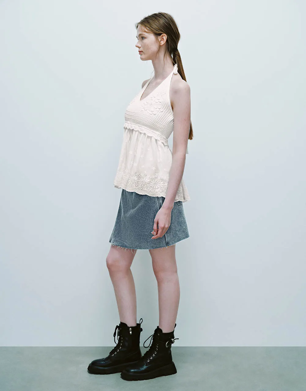 Mini A-Line Denim Skirt