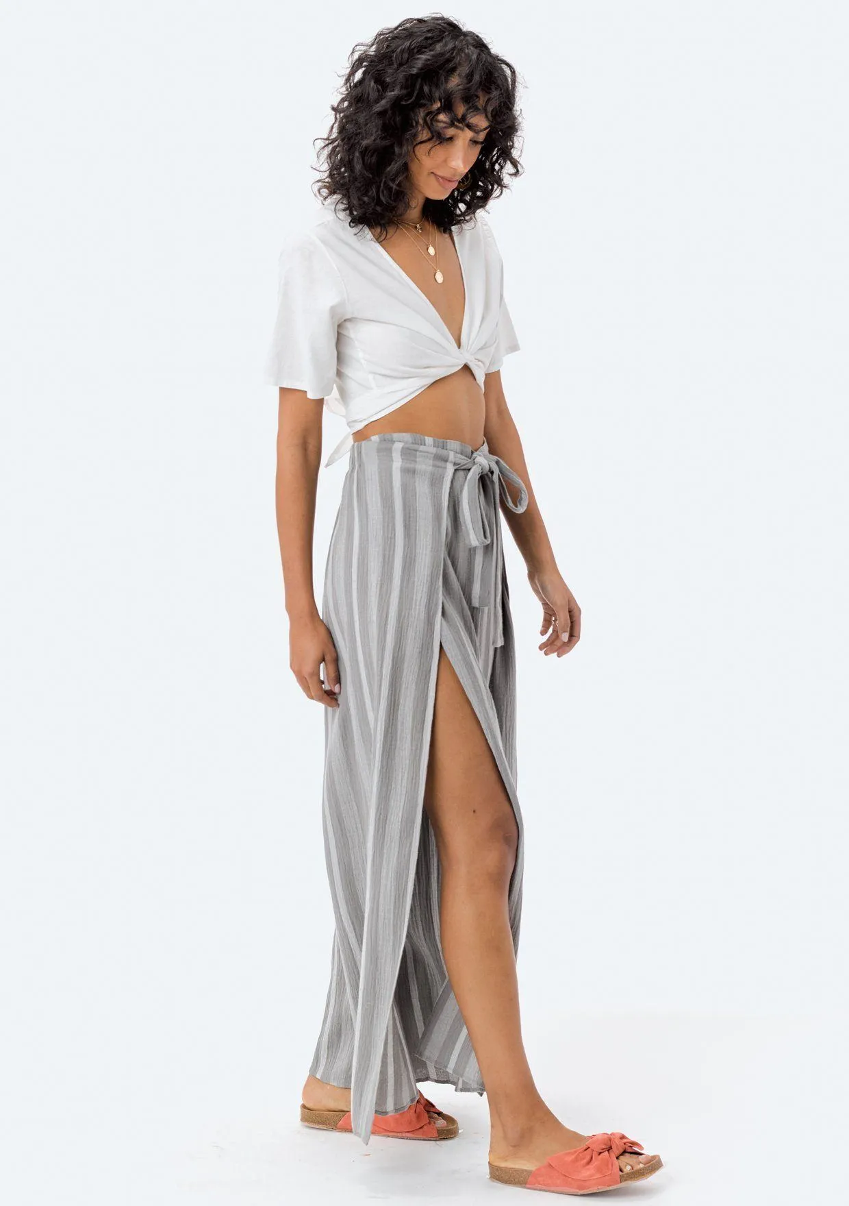 Miriam Striped Tie Front Pant