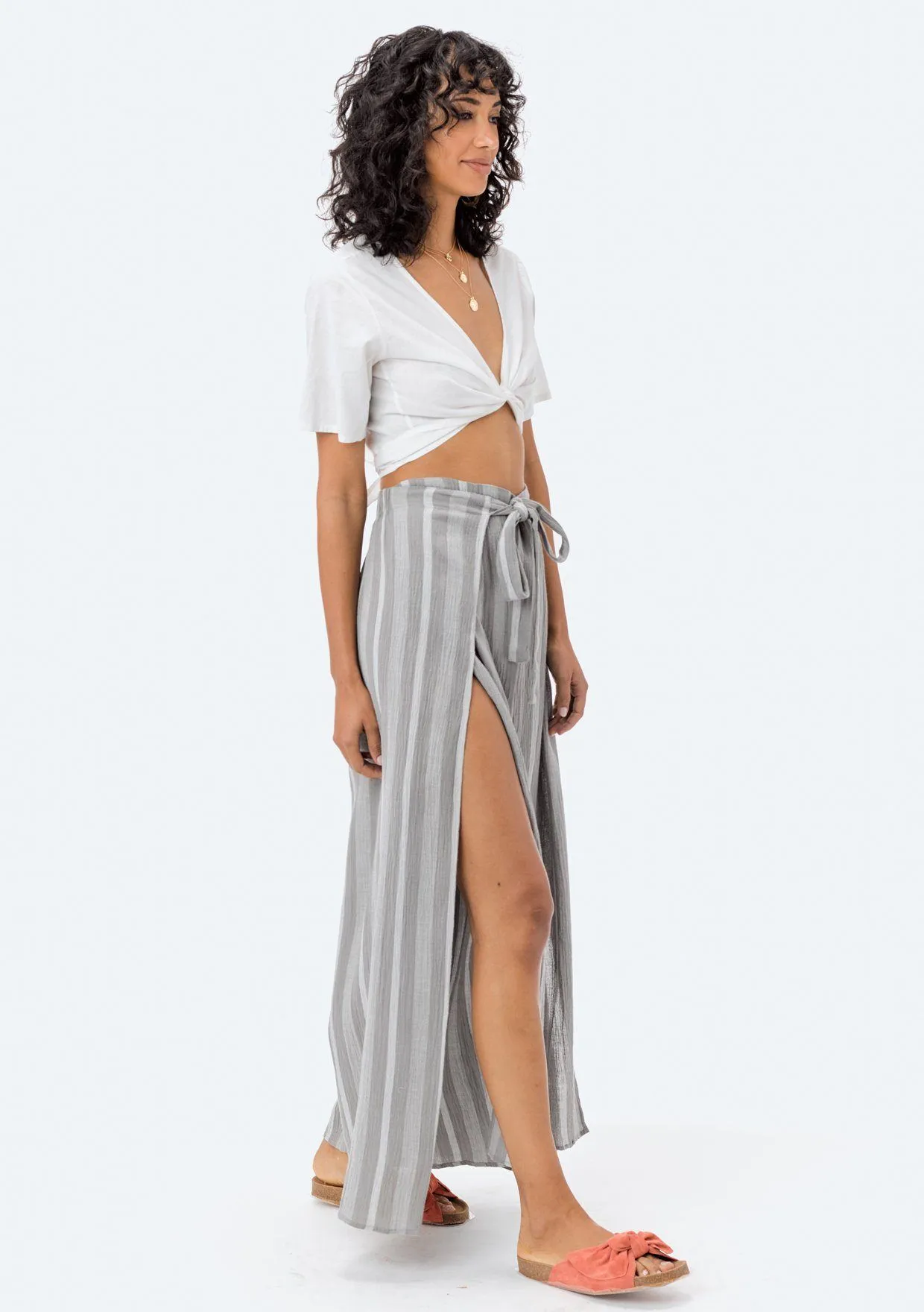Miriam Striped Tie Front Pant