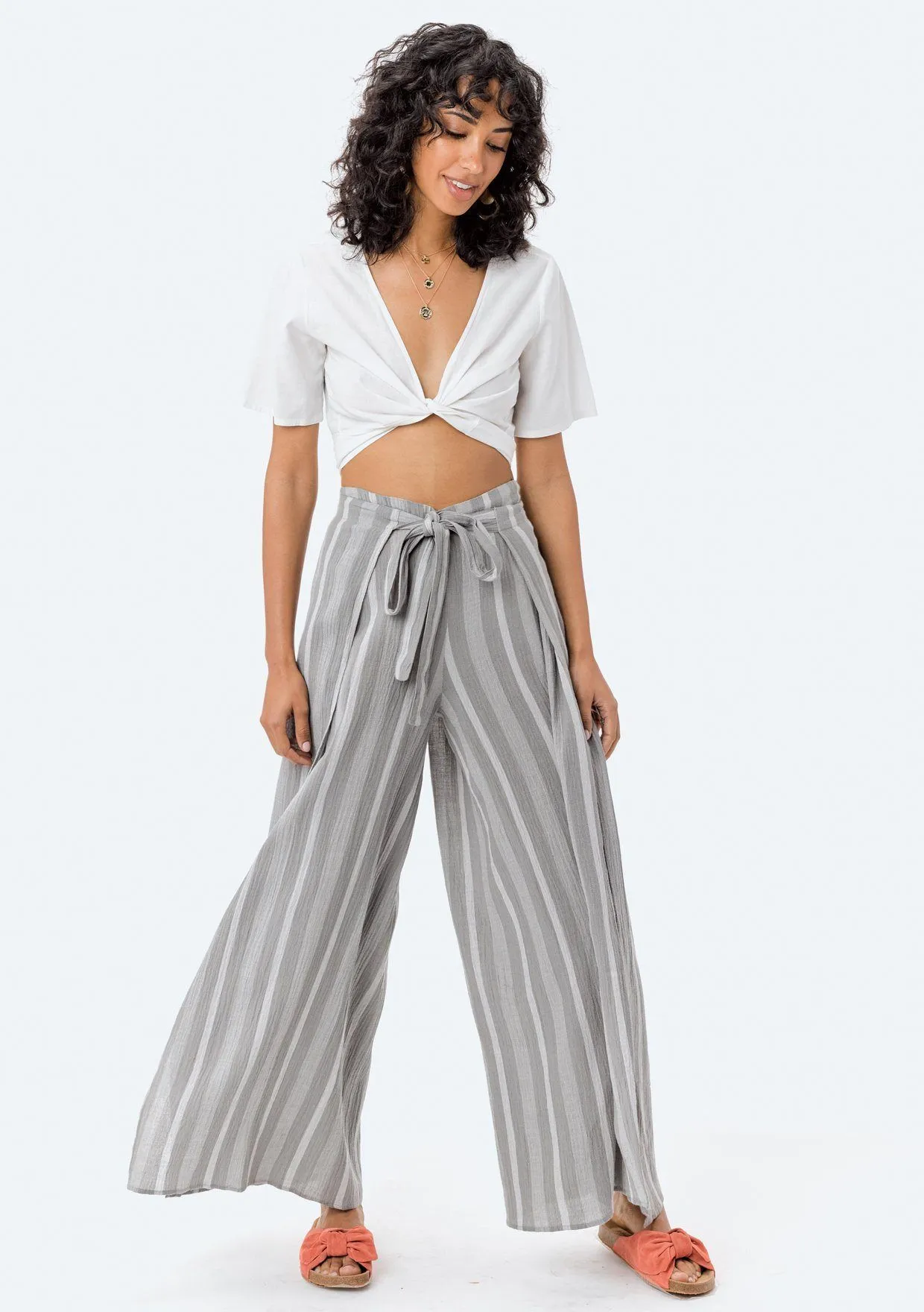 Miriam Striped Tie Front Pant