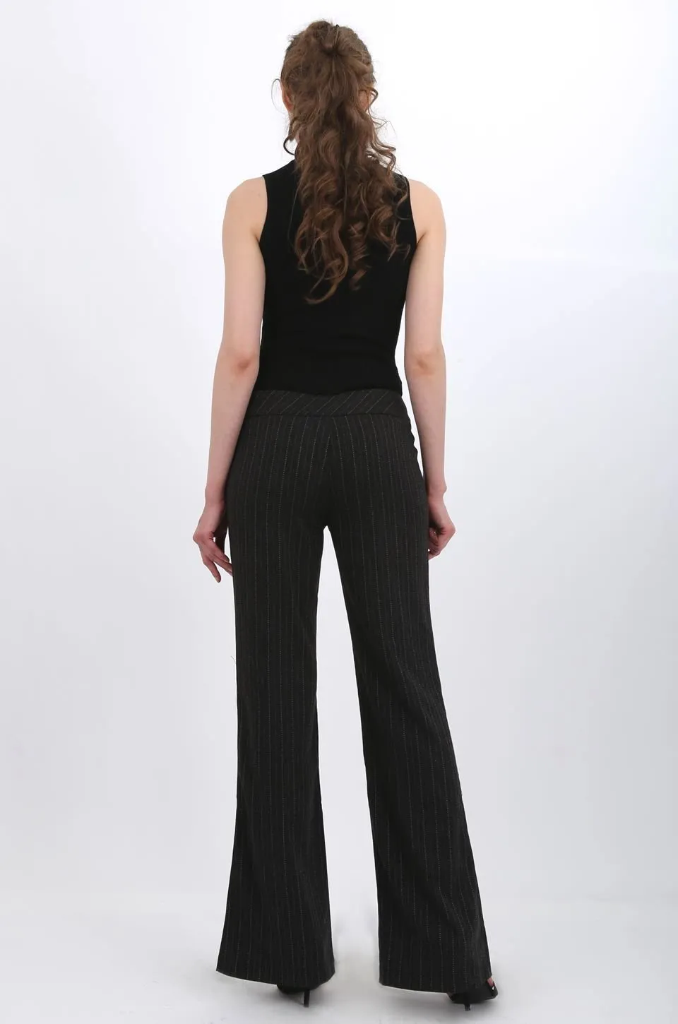 MISS PINKI Londyn tailored work pants in grey stripe