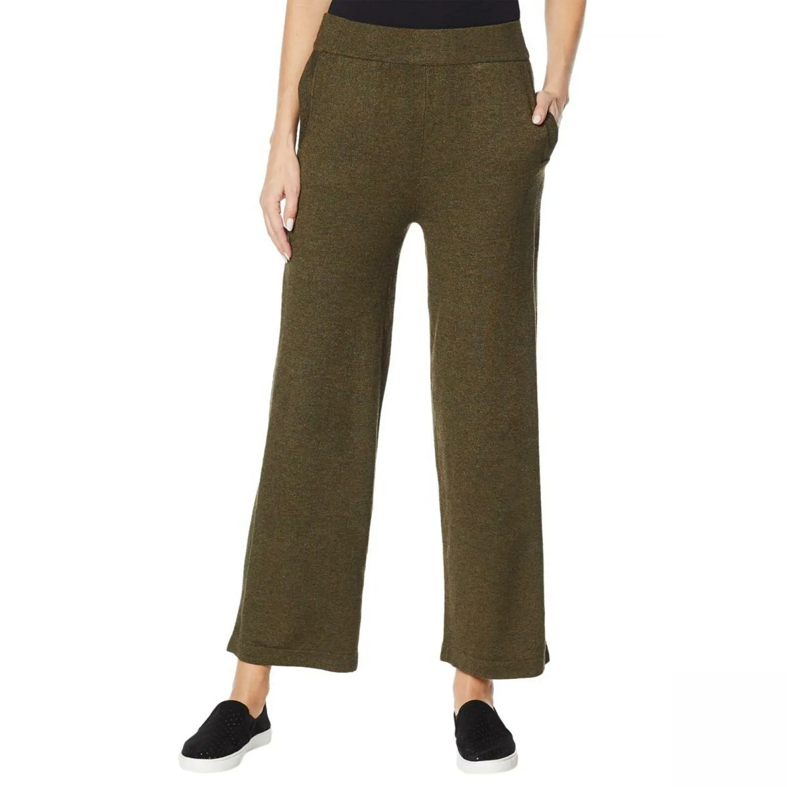 ModernSoul Women's Spacedye Pull On Wide Leg Sweater Pants