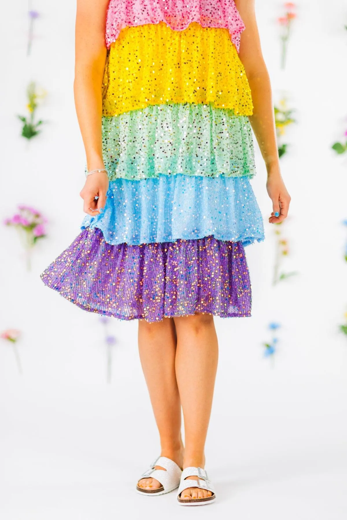 Mom & Me - Rainbow Sequin Ruffle Dress