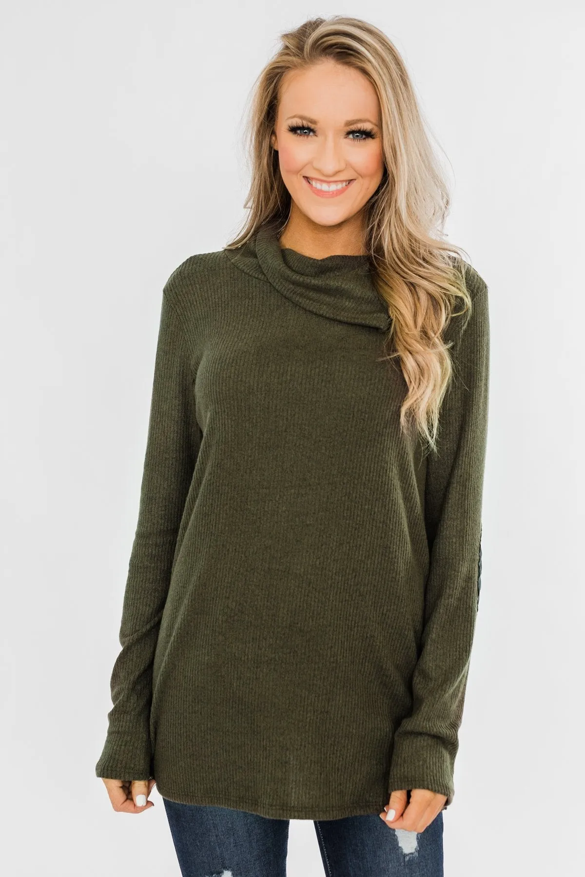 Moments Like This Knit Button Top- Dark Olive