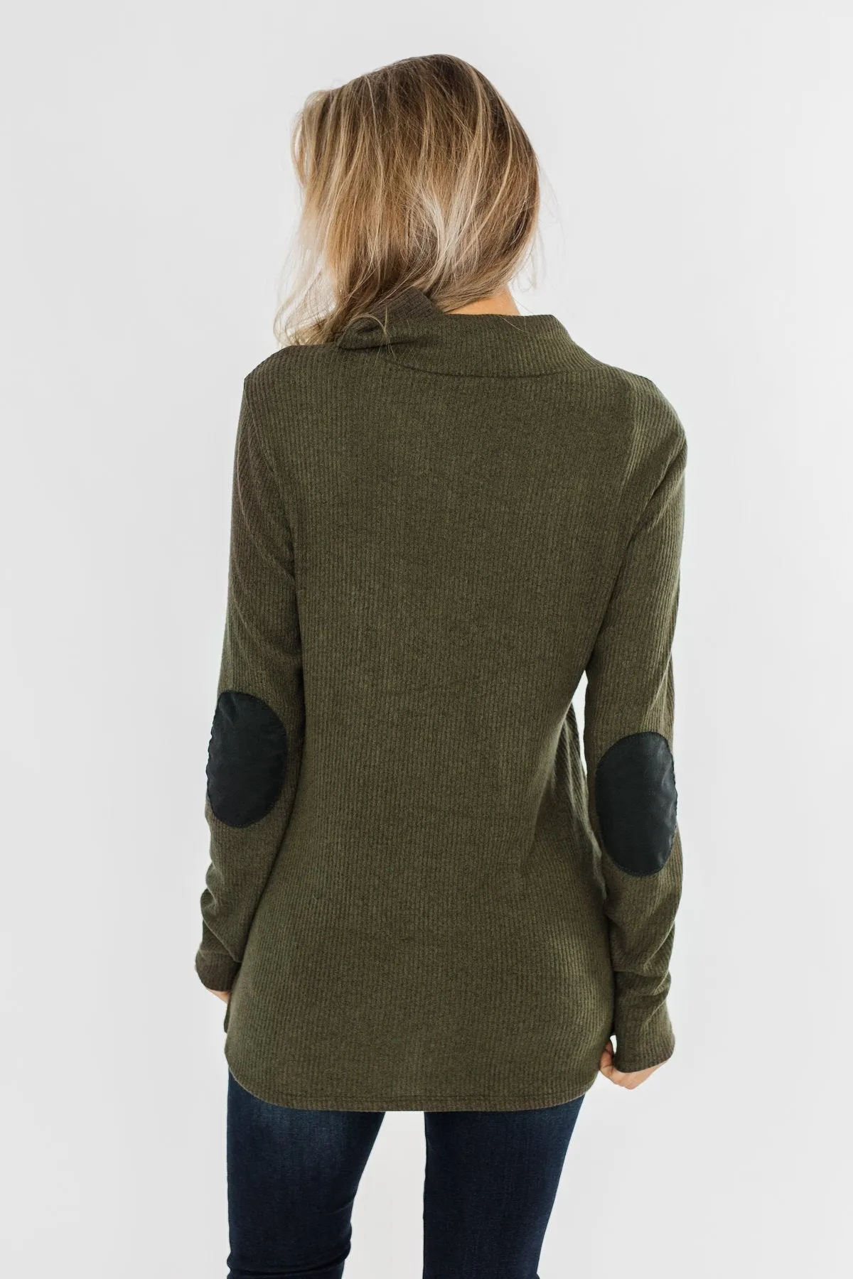Moments Like This Knit Button Top- Dark Olive