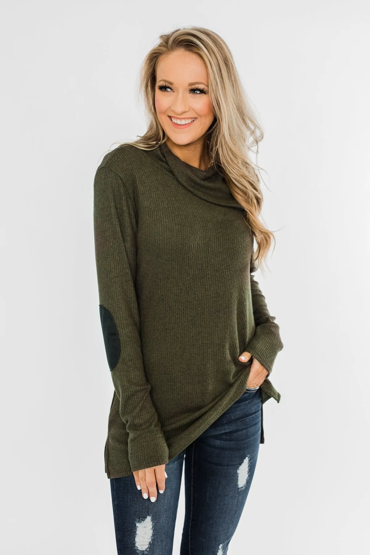 Moments Like This Knit Button Top- Dark Olive
