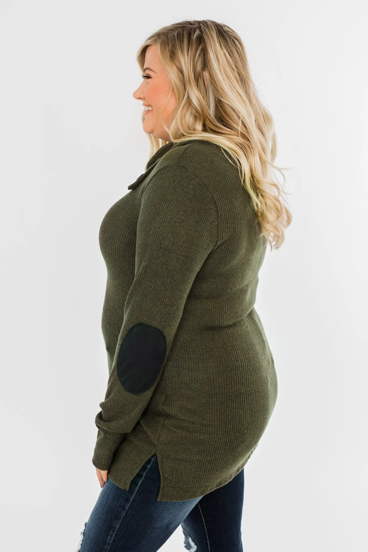 Moments Like This Knit Button Top- Dark Olive