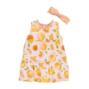 Mud Pie Orange Dress & Headband Set