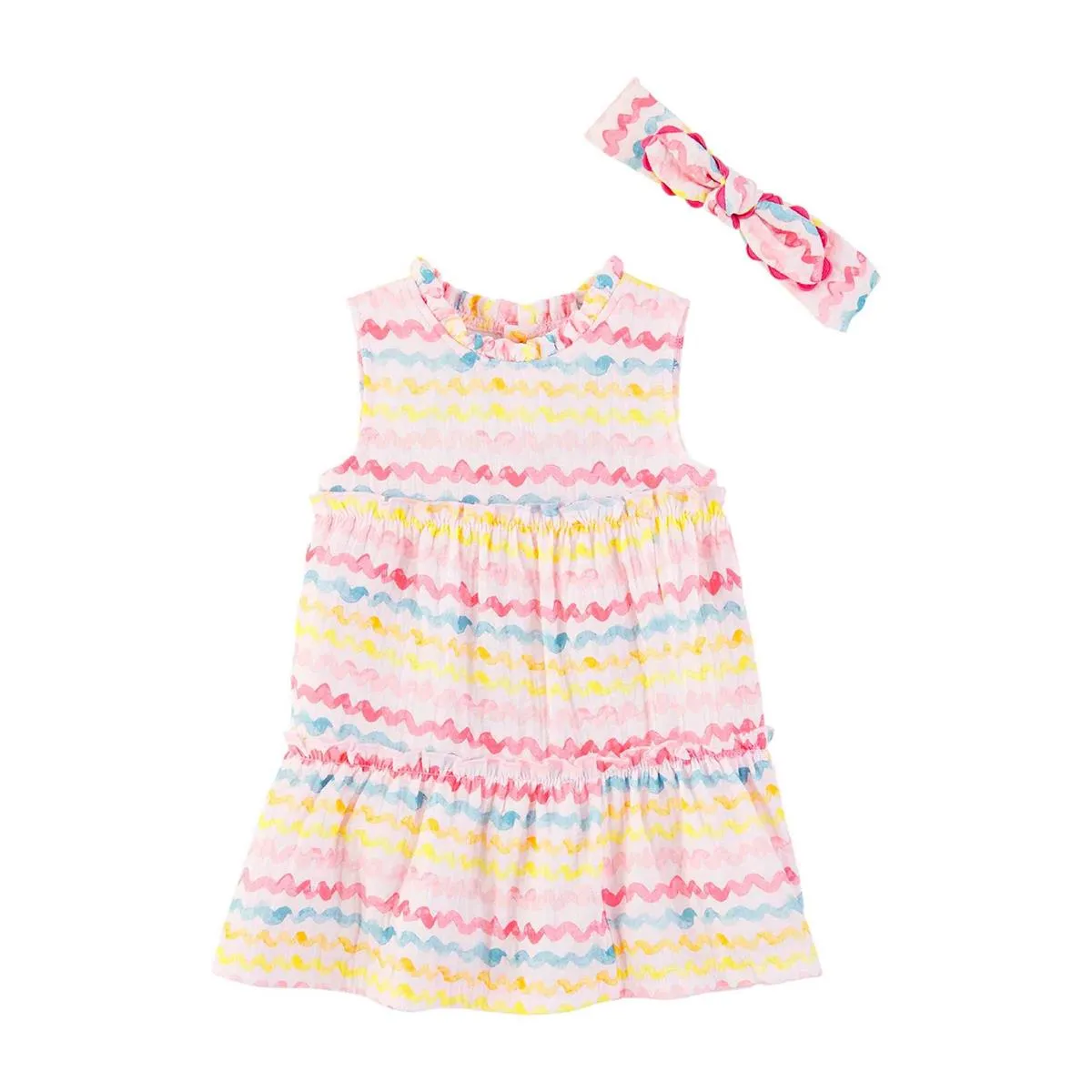 Mud Pie Rainbow Ric-Rac Dress & Headband Set
