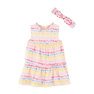 Mud Pie Rainbow Ric-Rac Dress & Headband Set