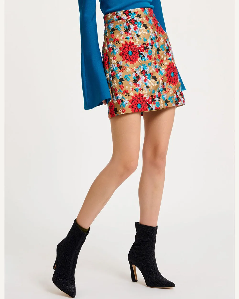 Multicolor Jacquard Capers Mini Skirt