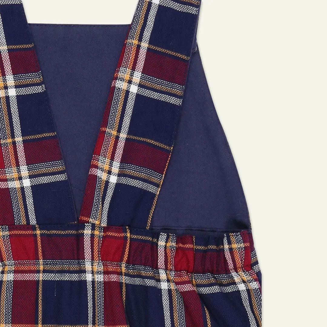 Multicoloured Check Print Dungarees