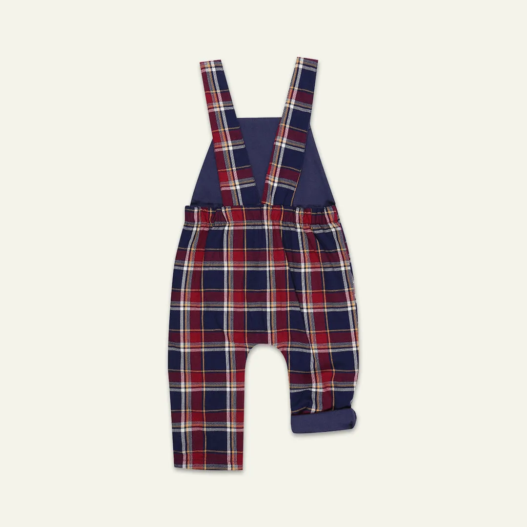 Multicoloured Check Print Dungarees