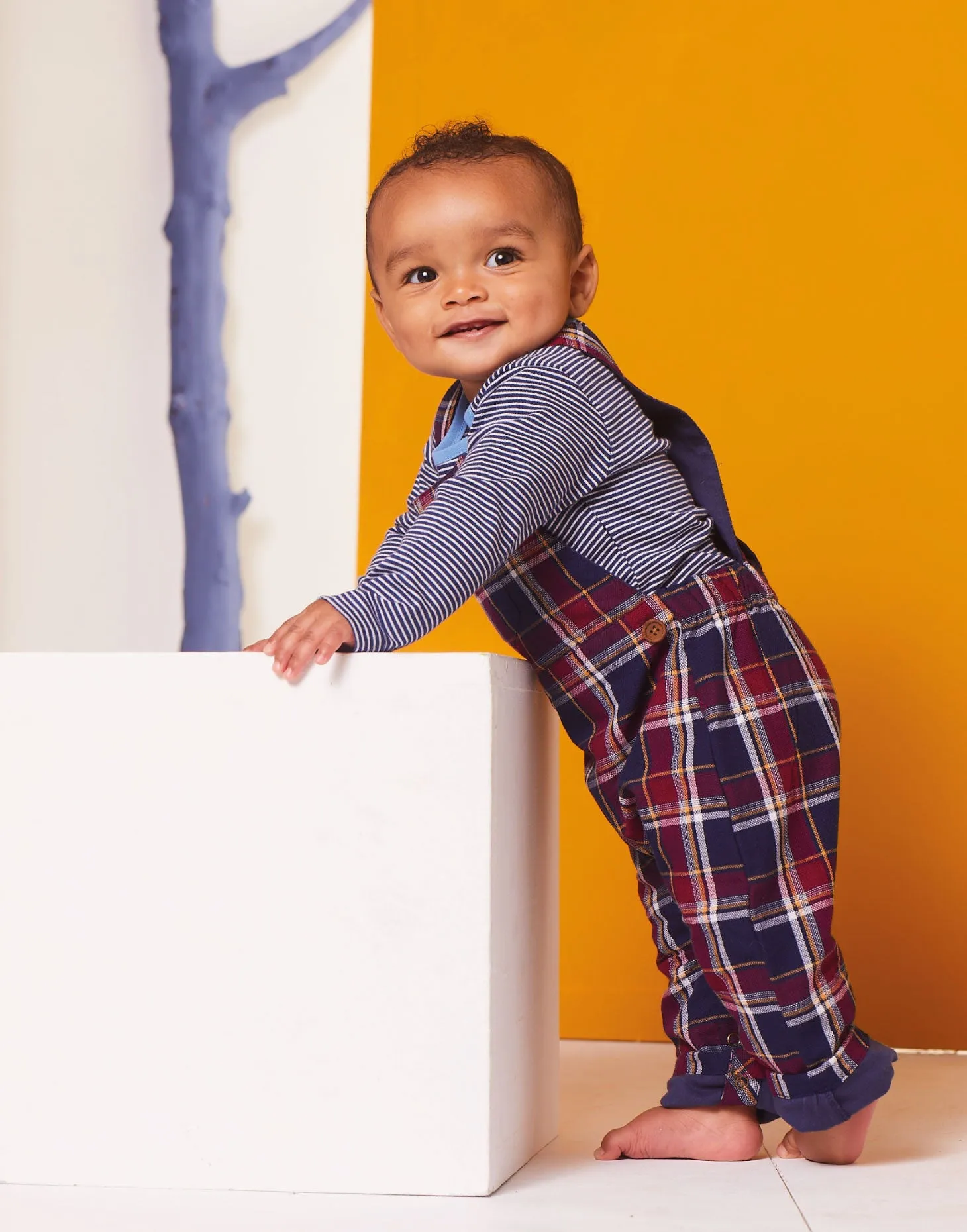 Multicoloured Check Print Dungarees