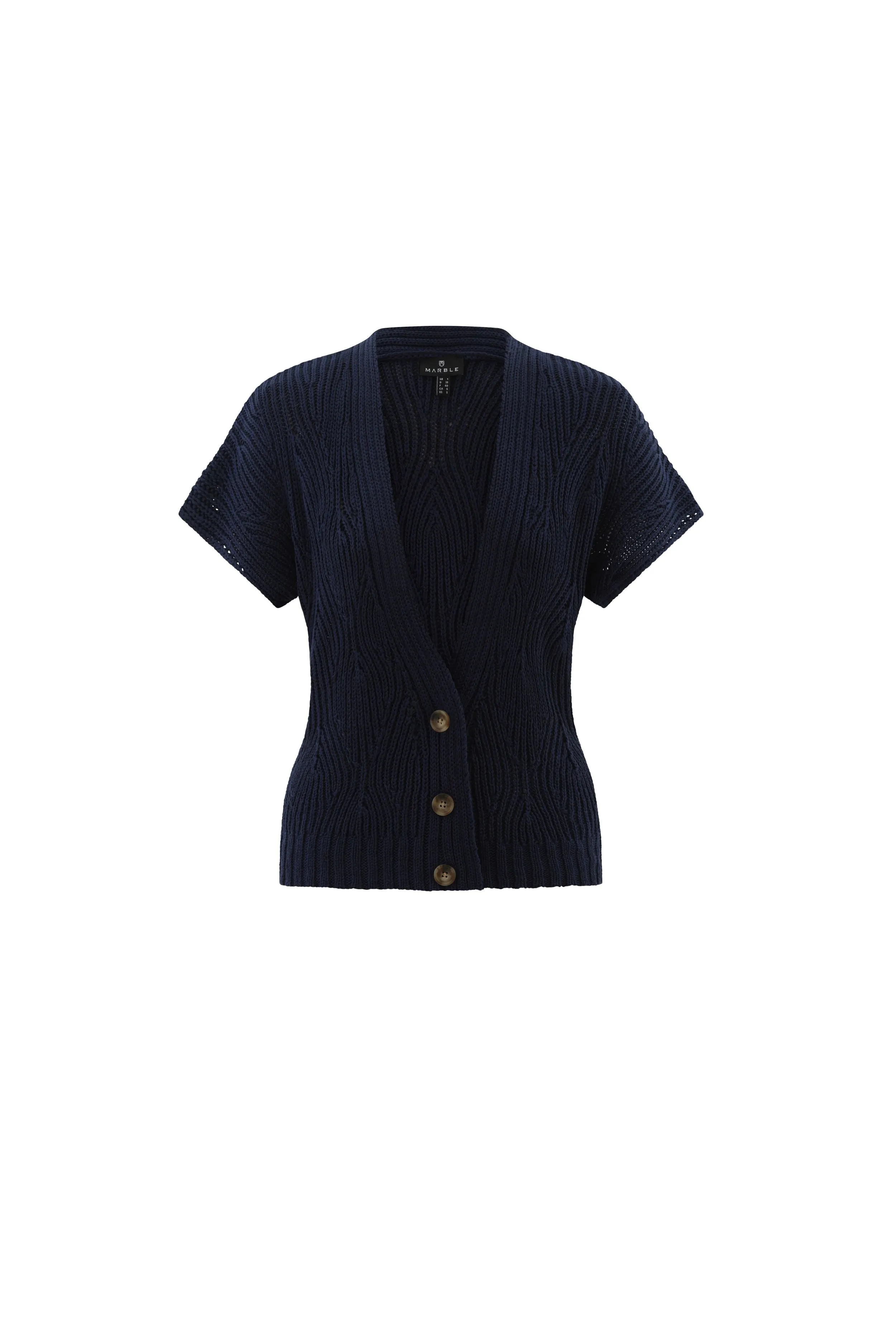 Navy Cap Sleeve Button Cardigan