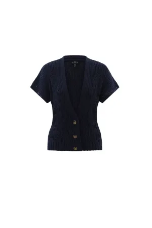 Navy Cap Sleeve Button Cardigan