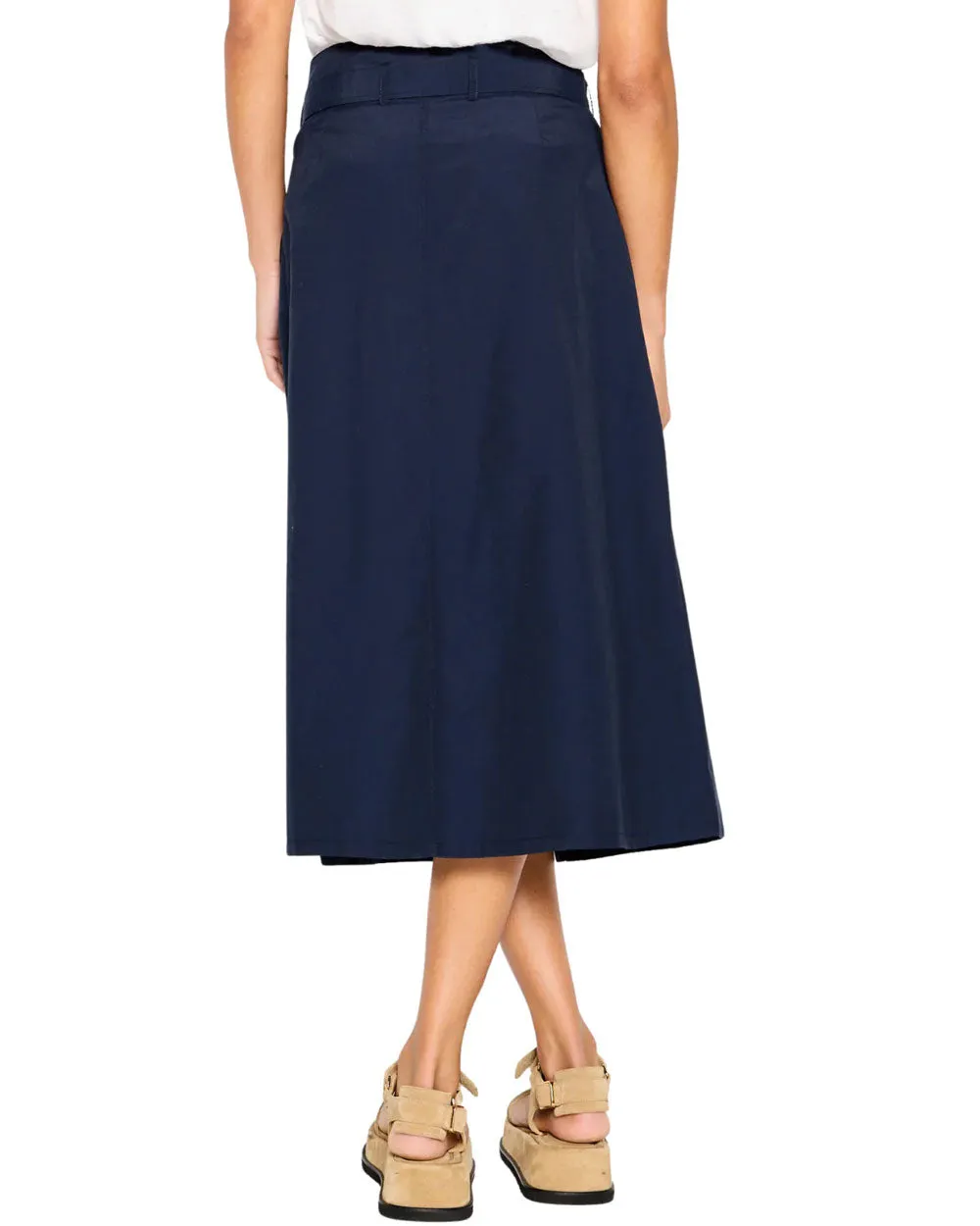 Navy Teagan Belted Skirt
