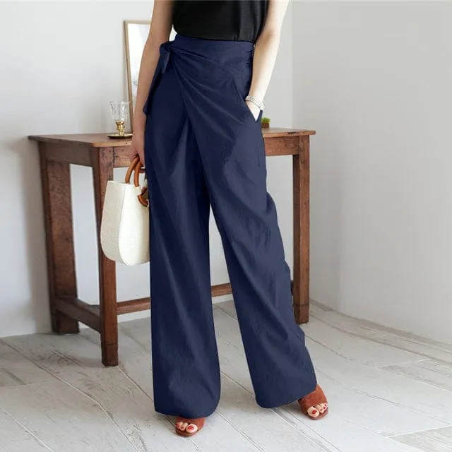 Nerthus - High Waist Pants with Bow Closure