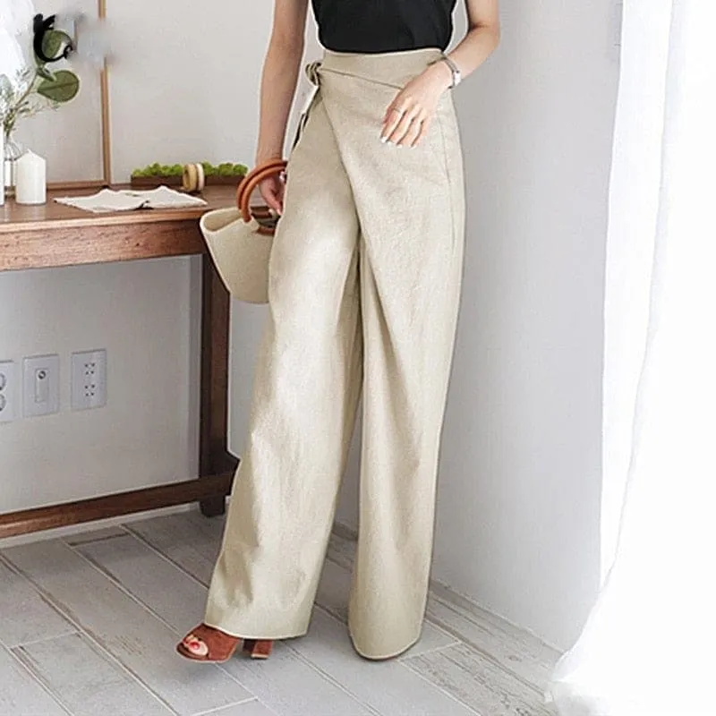 Nerthus - High Waist Pants with Bow Closure