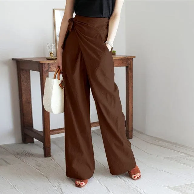 Nerthus - High Waist Pants with Bow Closure