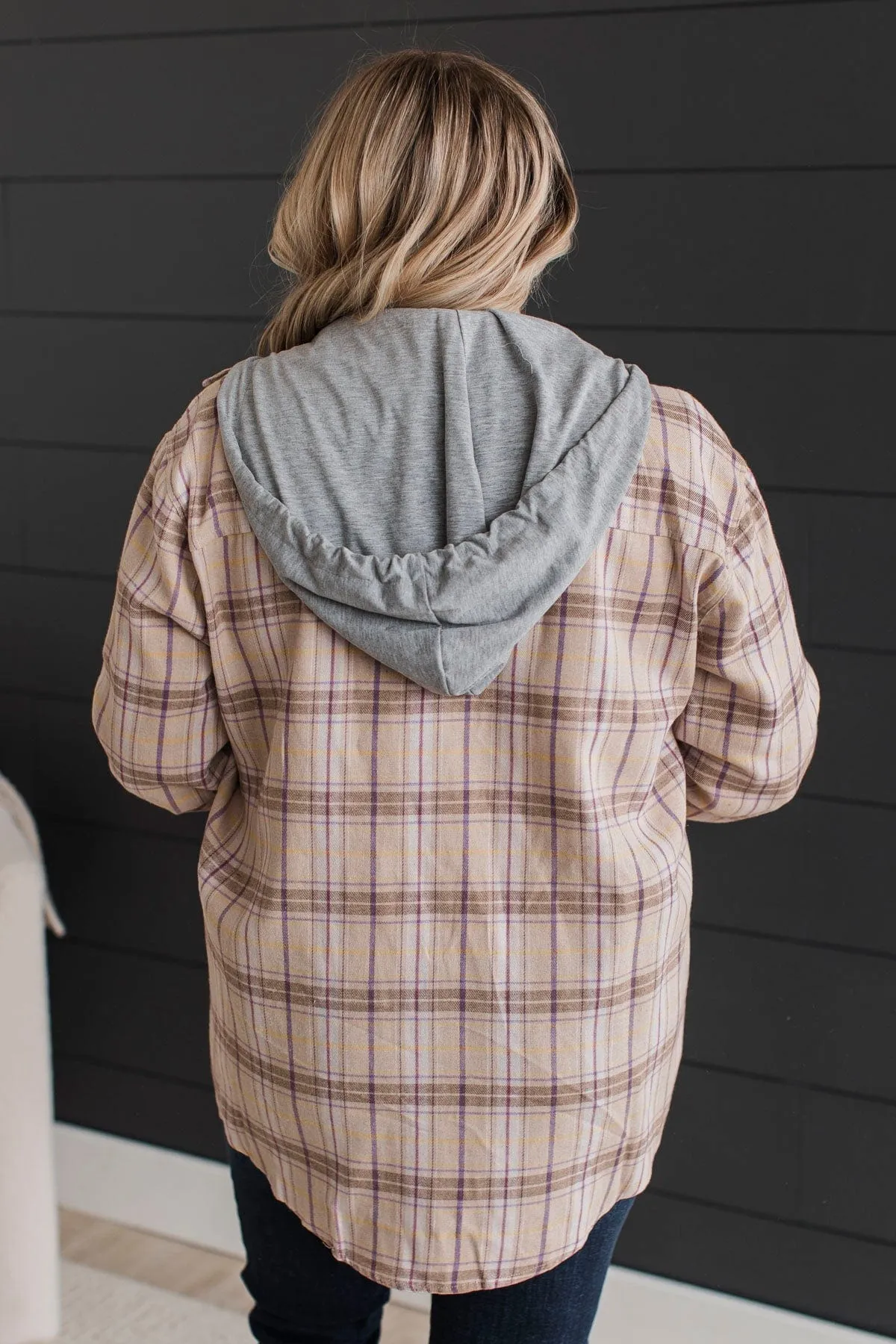New Ambitions Plaid Button Top- Taupe & Lavender