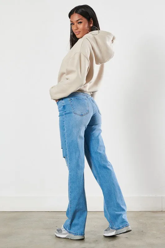 NEW! Beauty Distressed Wide Leg Jeans
