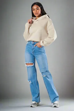 NEW! Beauty Distressed Wide Leg Jeans