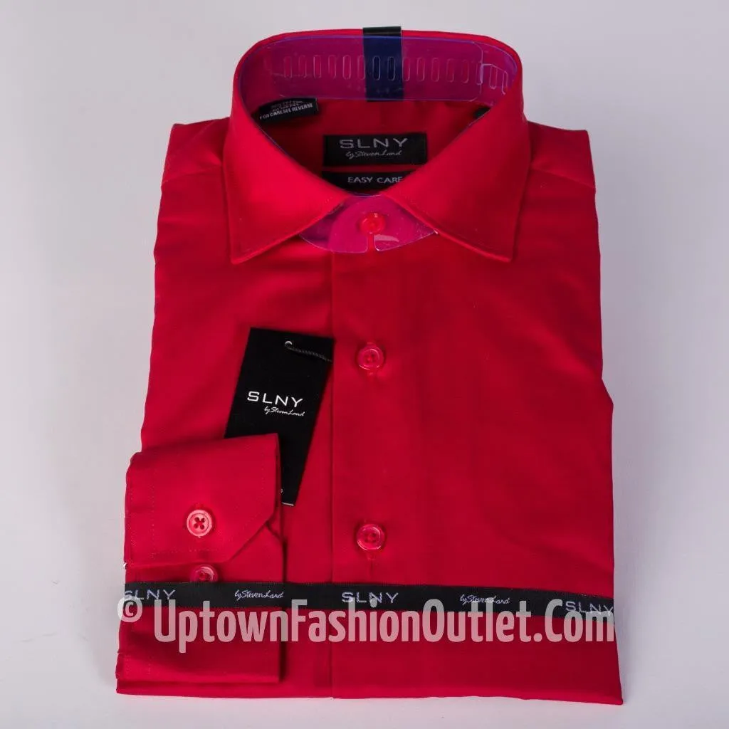 New Steven Land Boys Solid Slim Spread Collar Dress Shirt