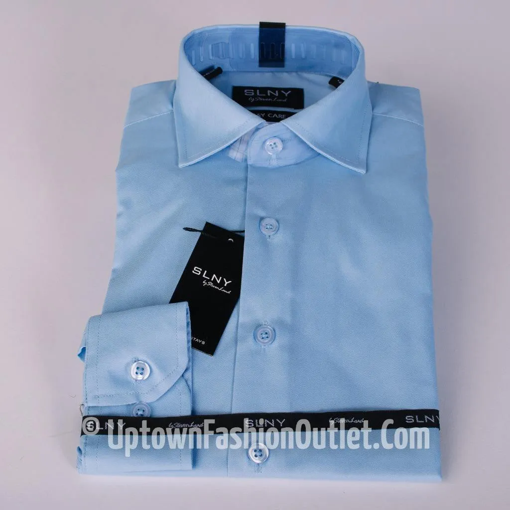 New Steven Land Boys Solid Slim Spread Collar Dress Shirt