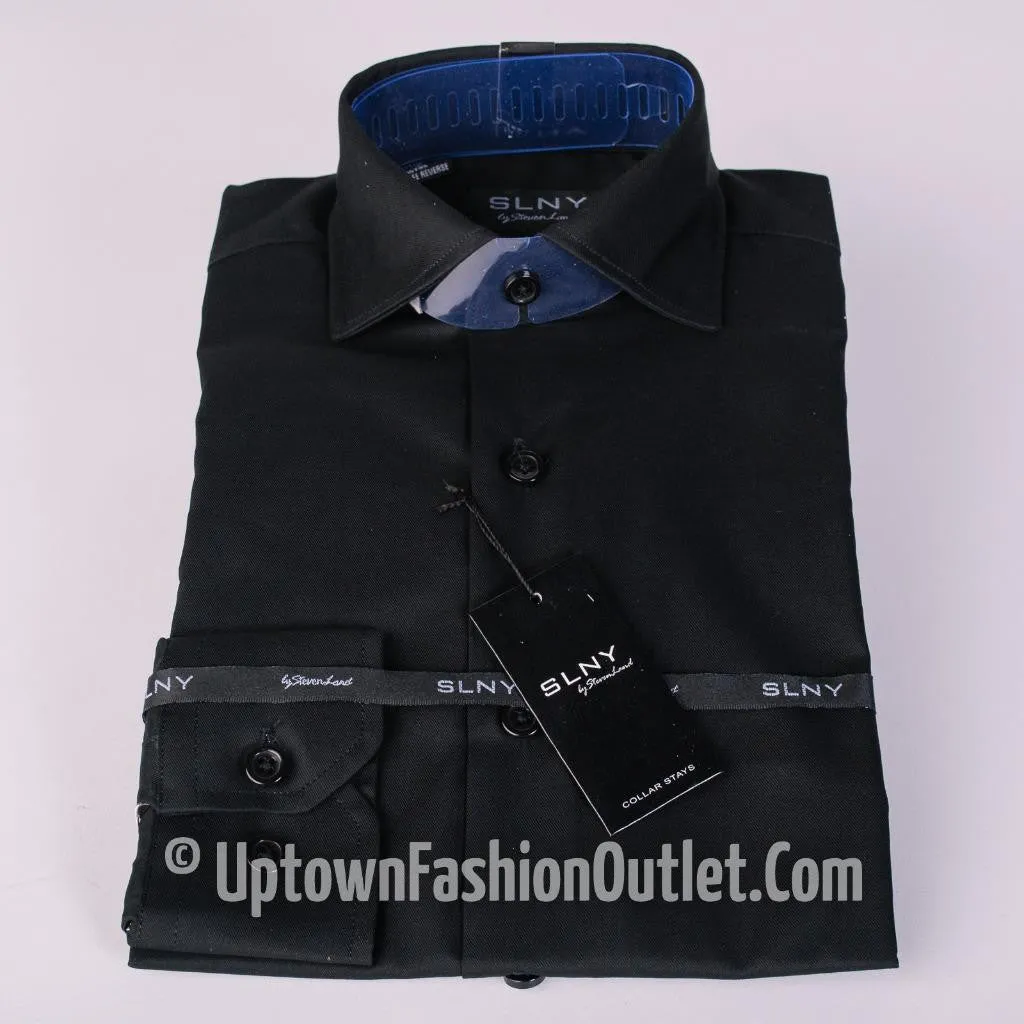 New Steven Land Boys Solid Slim Spread Collar Dress Shirt