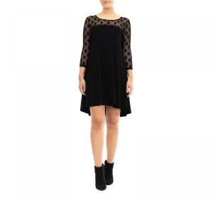 Nina Leonard Women's Sheer Polka-Dot High-Low Dress L6757A Black L