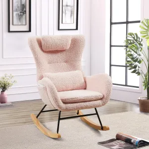 Nursery Rocking Chair Upholstered Glider Rocker with High Backrest