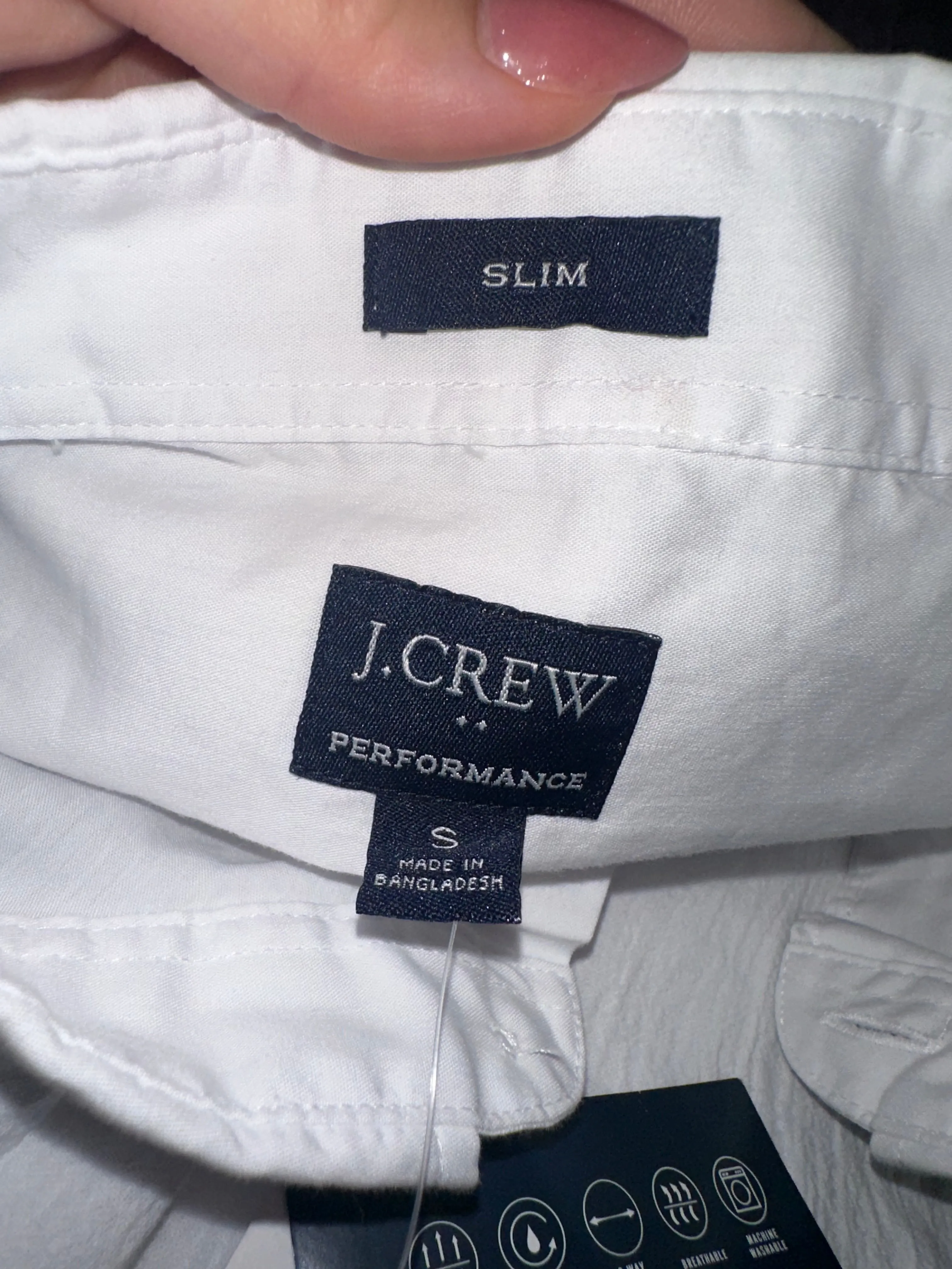 NWT J.Crew (Small) Brand New White Slim Fit Performance Short Sleeve Button Up