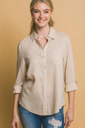 Ocean Button Up in Khaki