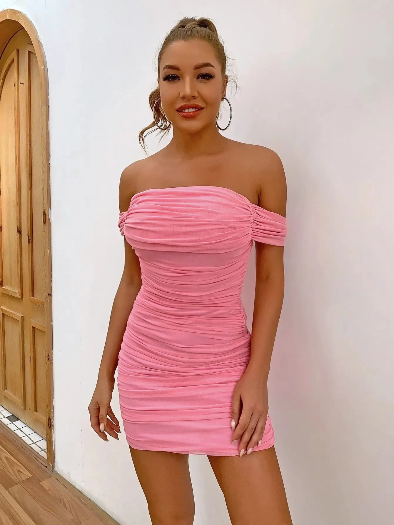 Off Shoulder Mesh Party Dress