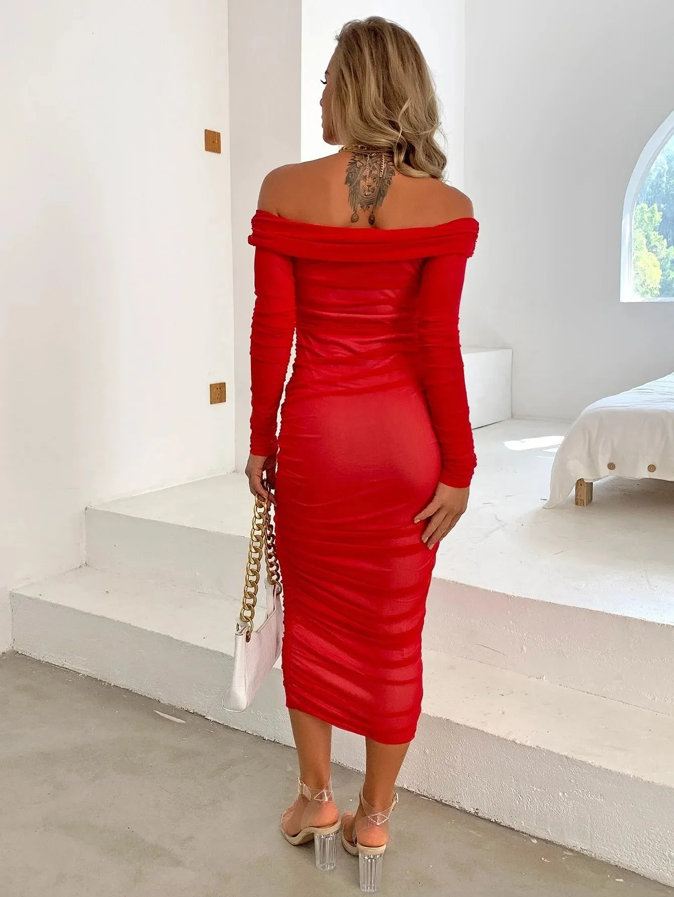 Off Shoulder Mesh Party Dress