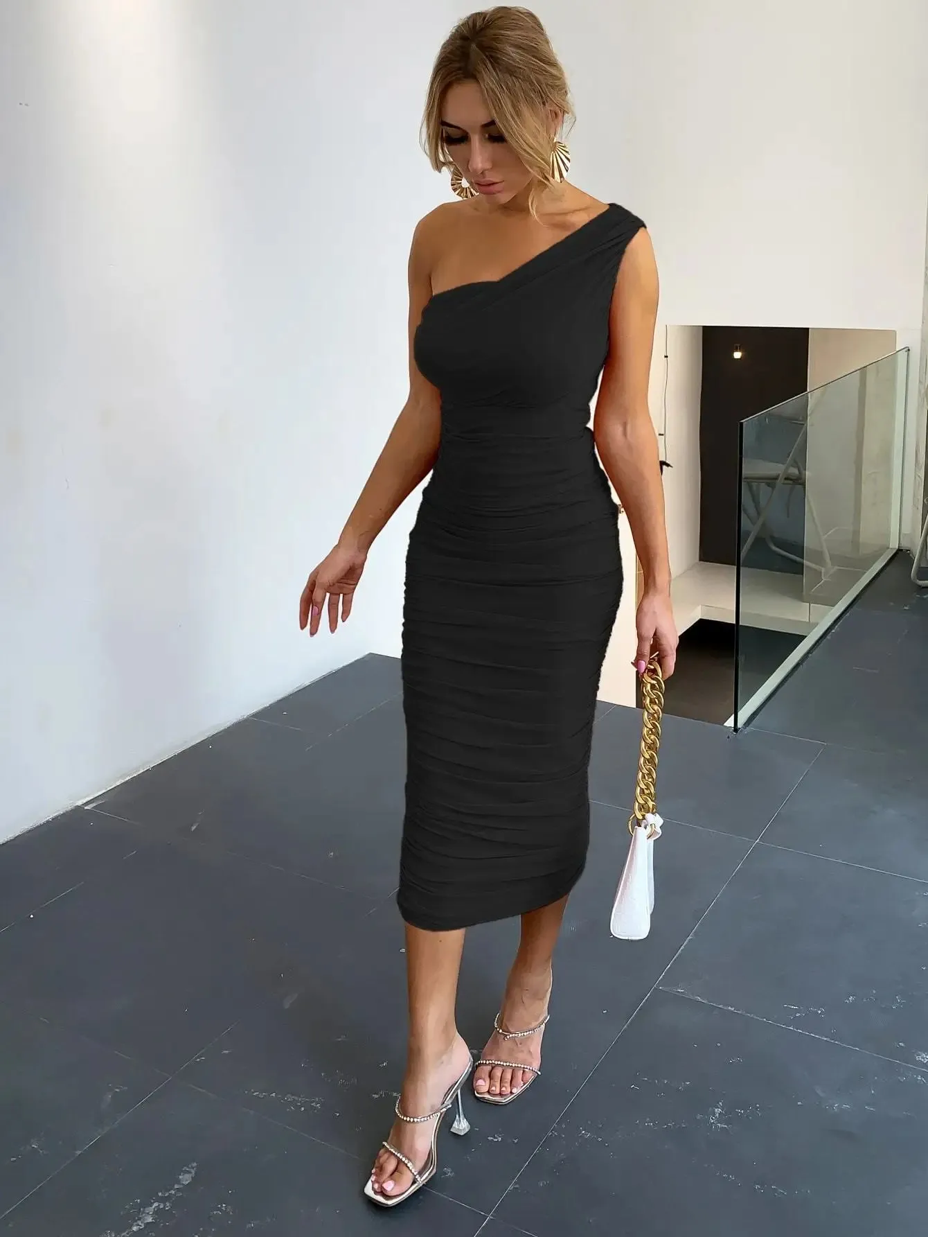 Off Shoulder Mesh Party Dress