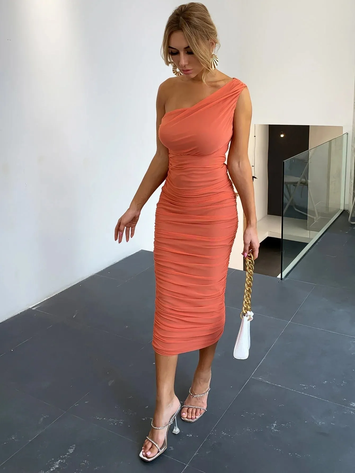Off Shoulder Mesh Party Dress