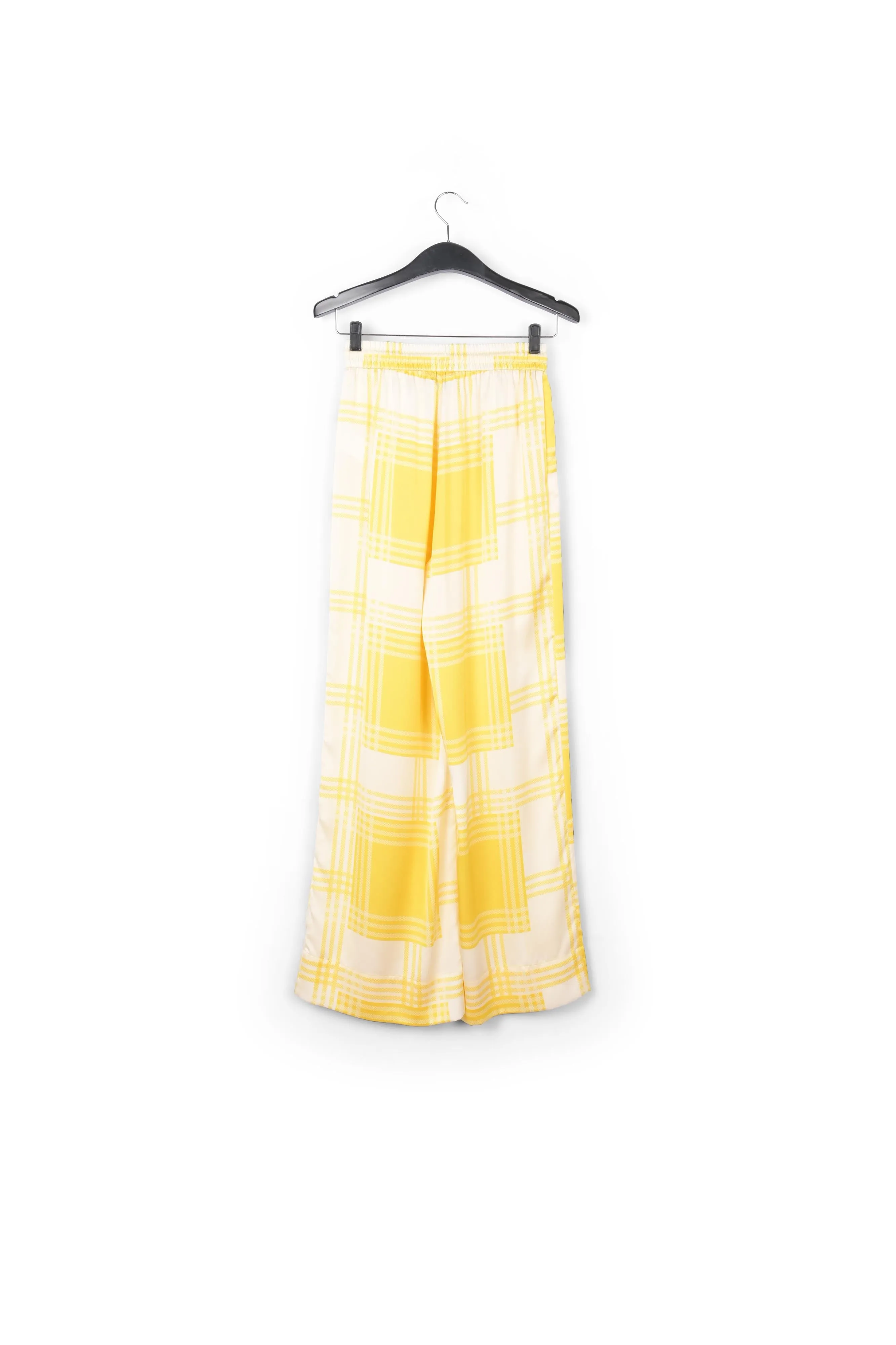Off-white wide-leg pants with green check motive