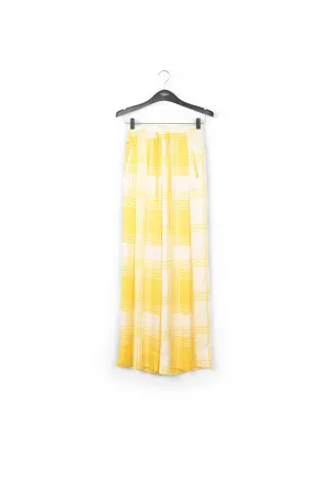 Off-white wide-leg pants with green check motive