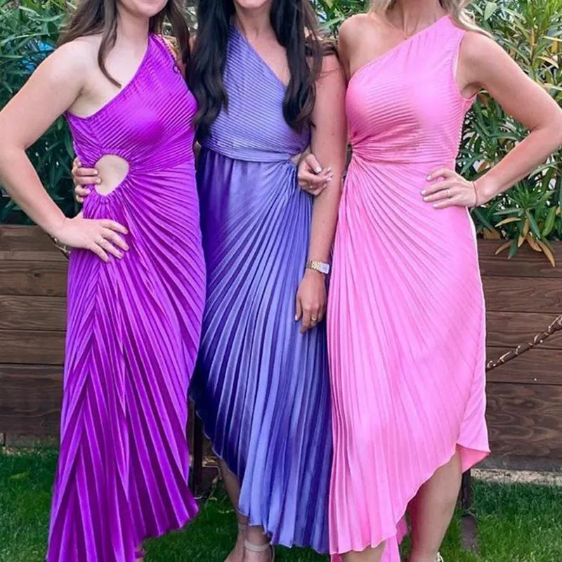 One-Shoulder Cutout High-Low Bridesmaid Dresses