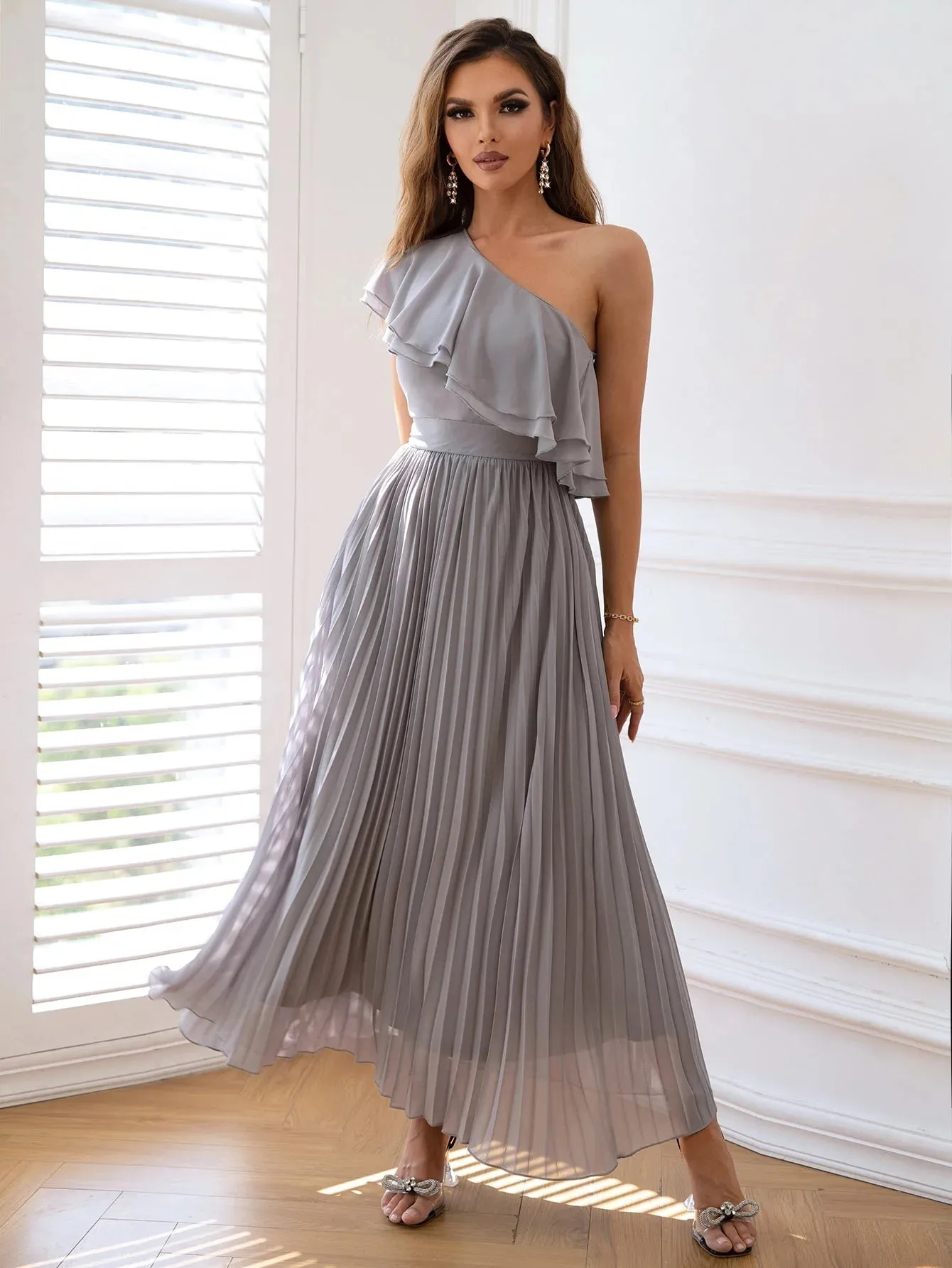 One Shoulder Maxi Elegant Dress