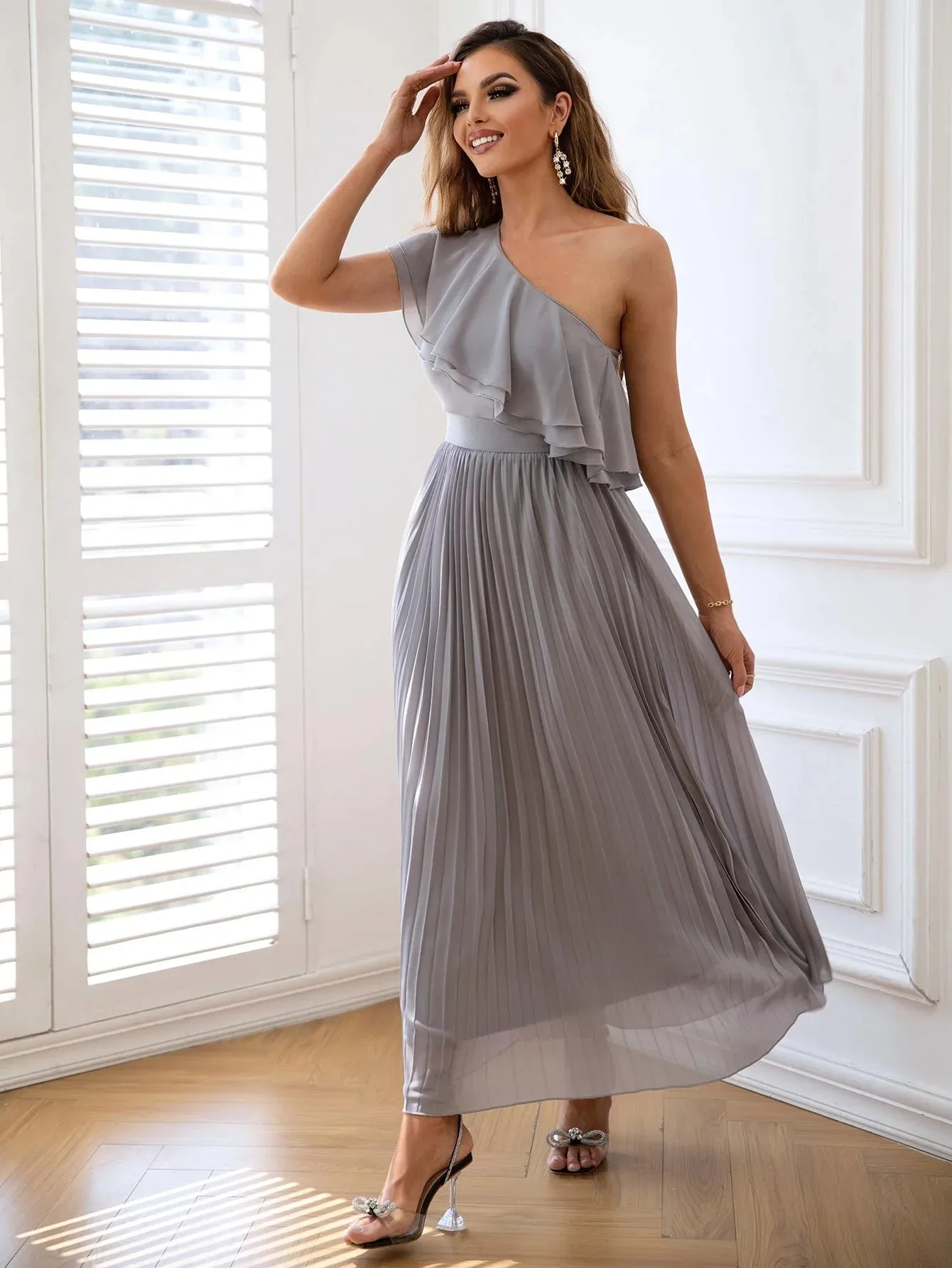 One Shoulder Maxi Elegant Dress