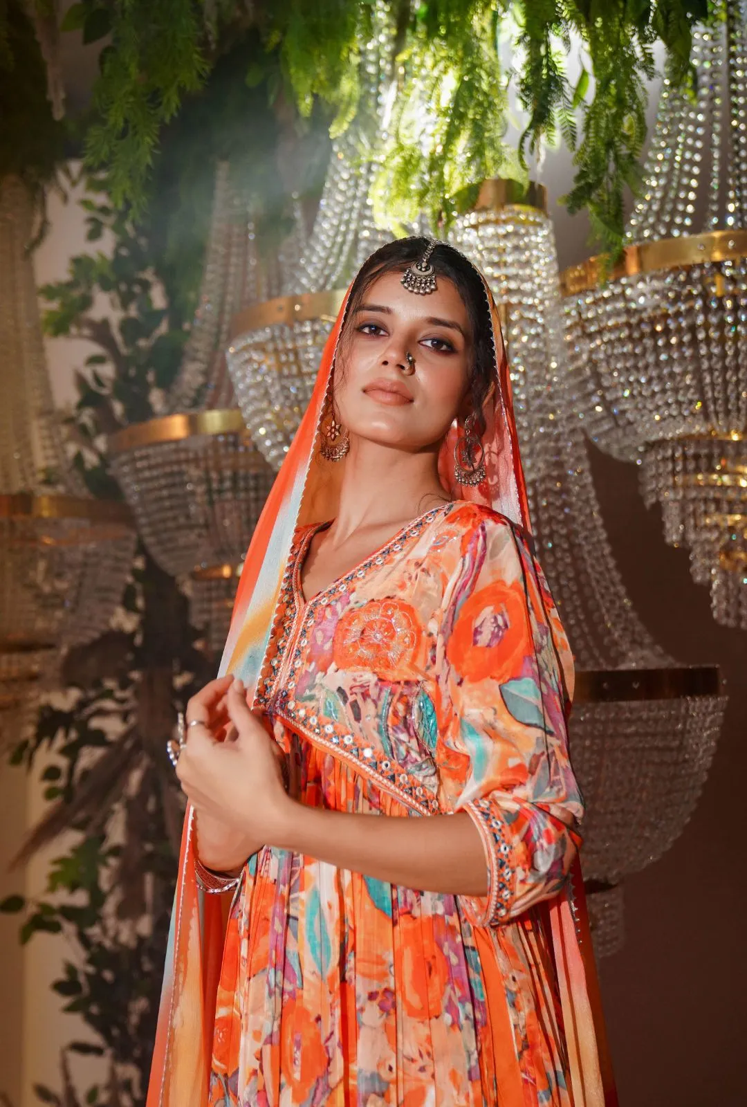 Orange Muslin Cotton Suit Set