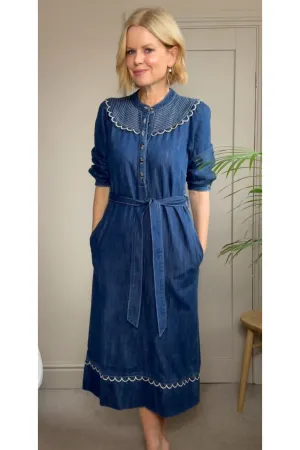 Paige Scallop Dress - Denim